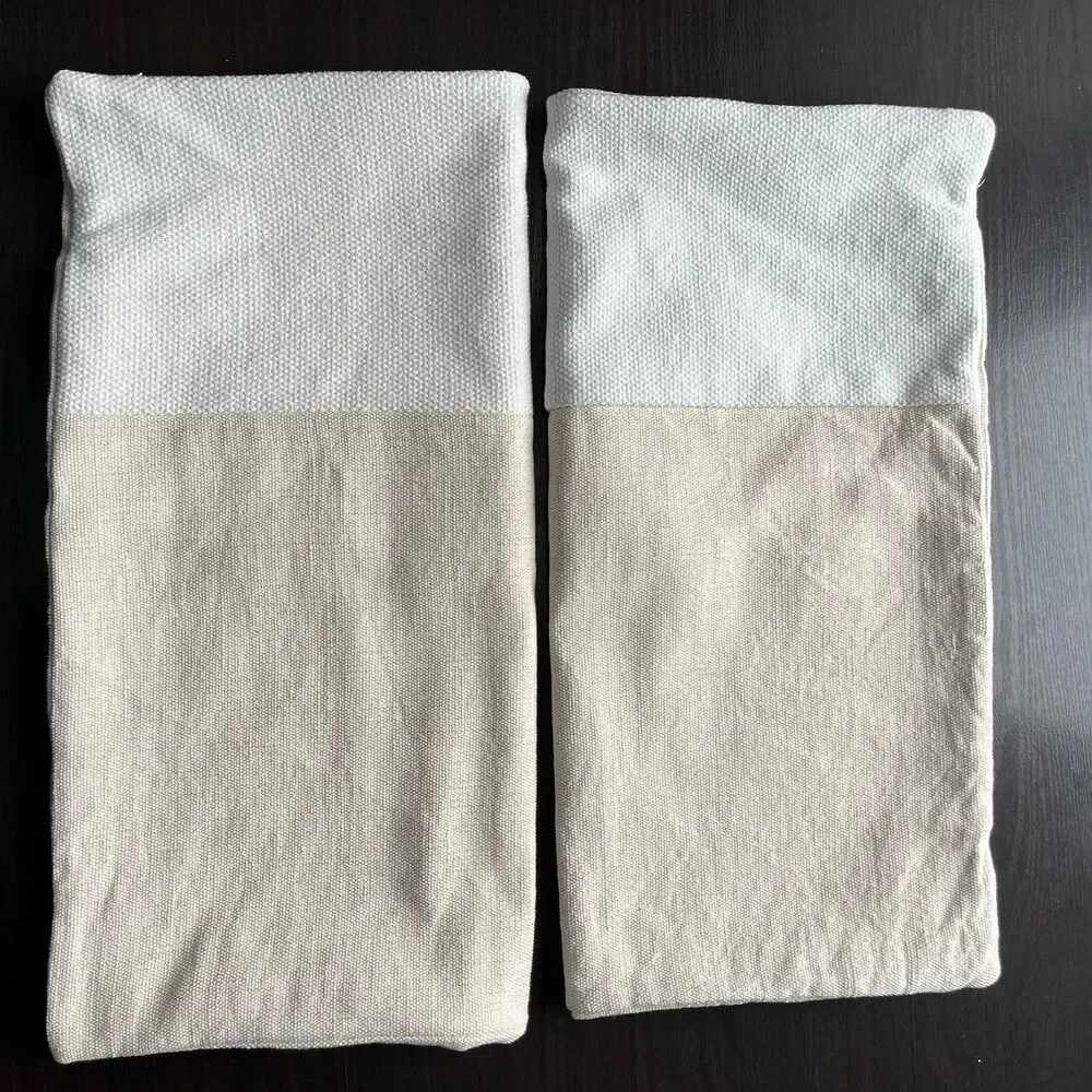 2 West Elm Throw Pillow Cover Square 24X24 Woven Cotton Jute Blend Stripe Coasta
